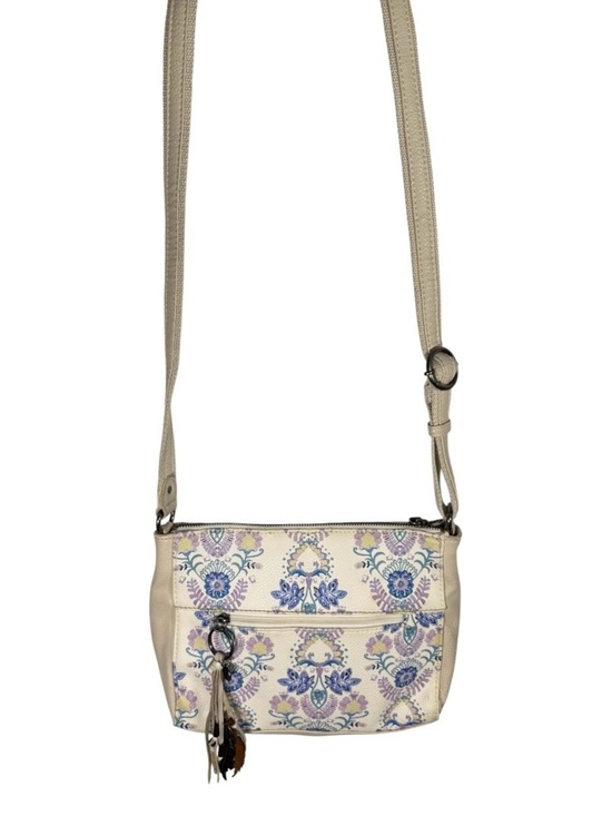 The Sak Handbags - The SAK Alameda Cream Pebbled Faux Leather Floral Print Shoulder Crossbody Bag